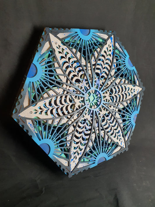 Mandala Kunstwerk mit Beleuchtung