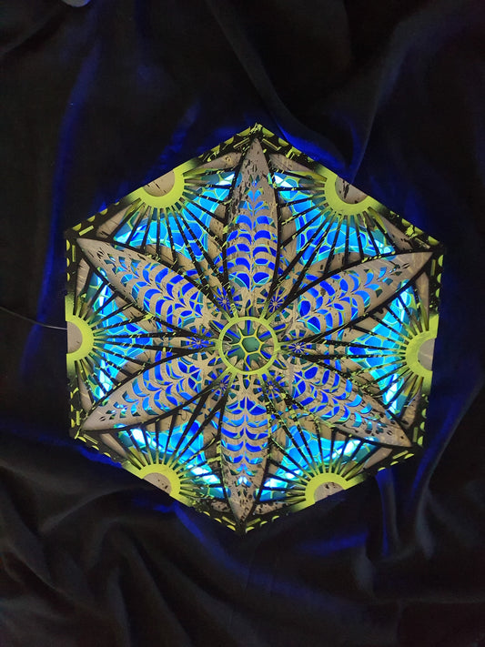 Mandala Kunstwerk mit Beleuchtung Grün